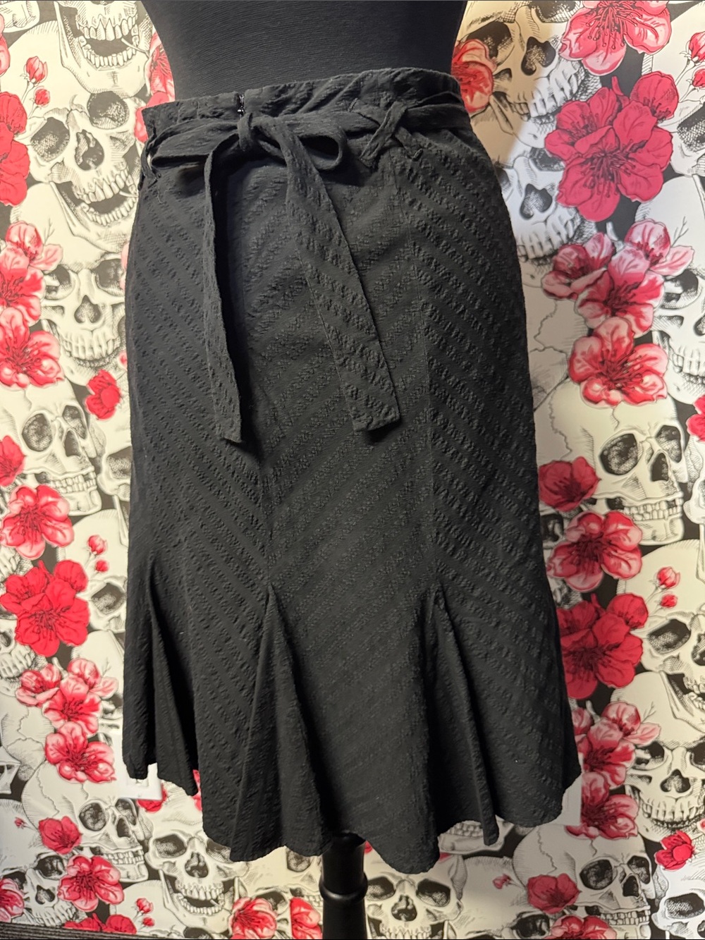 Ricki's Black Textured A-Line Skirt with Braided Waist - Picture 3 of 4